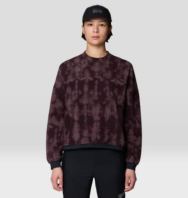 Women's Summit Grid Big Grid Crew, Color: Deep Mulberry Shadowdye Print, image 7