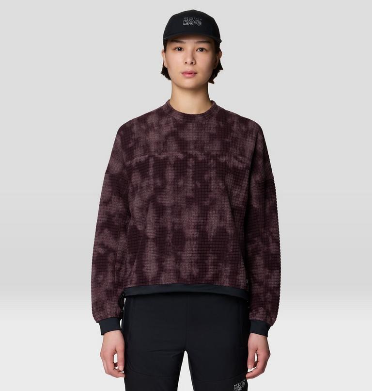 Women's Summit Grid Big Grid Crew, Color: Deep Mulberry Shadowdye Print, image 1