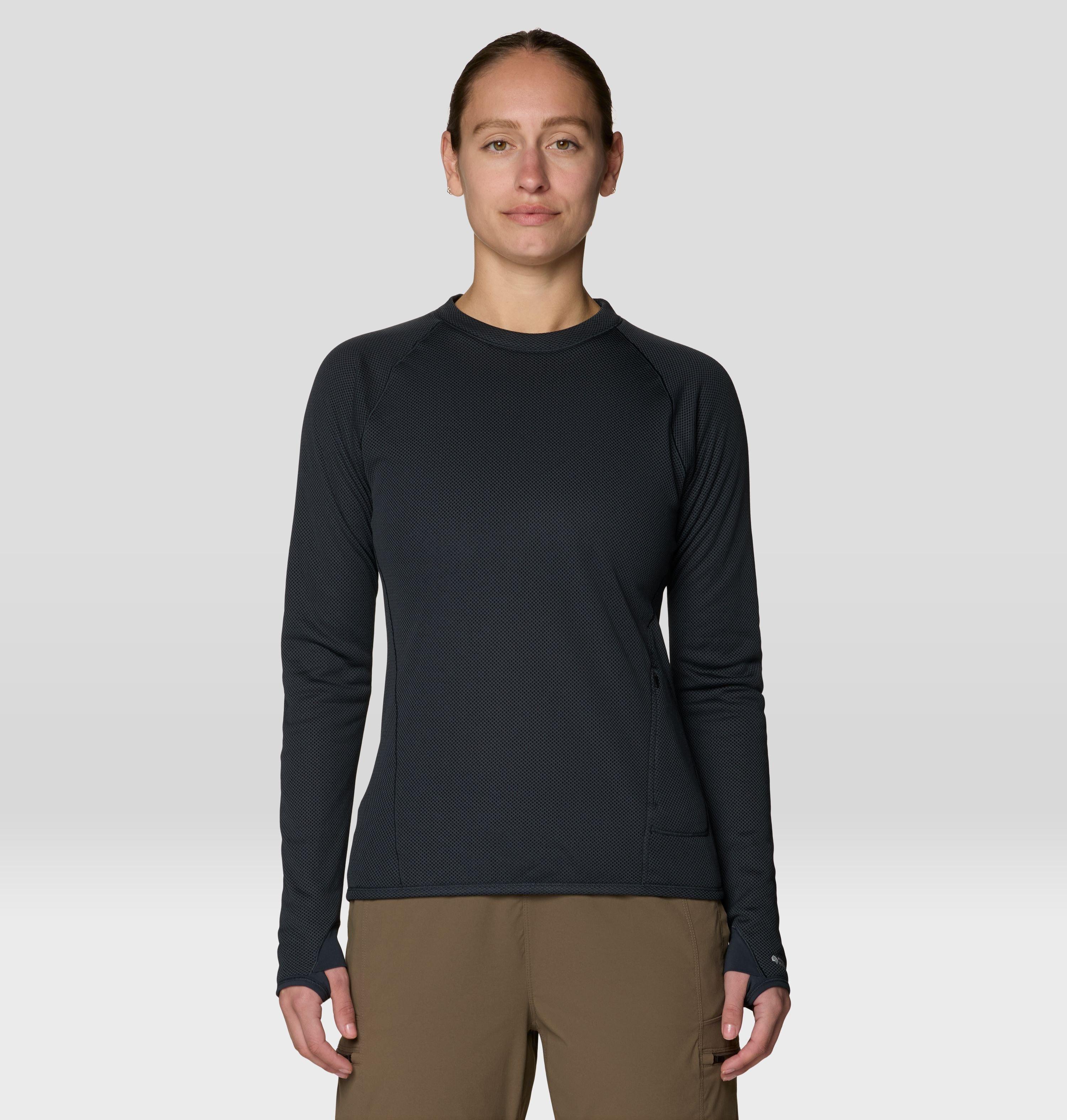 Mountain Hardwear Women's AirMesh Long Sleeve Crew - L - Black