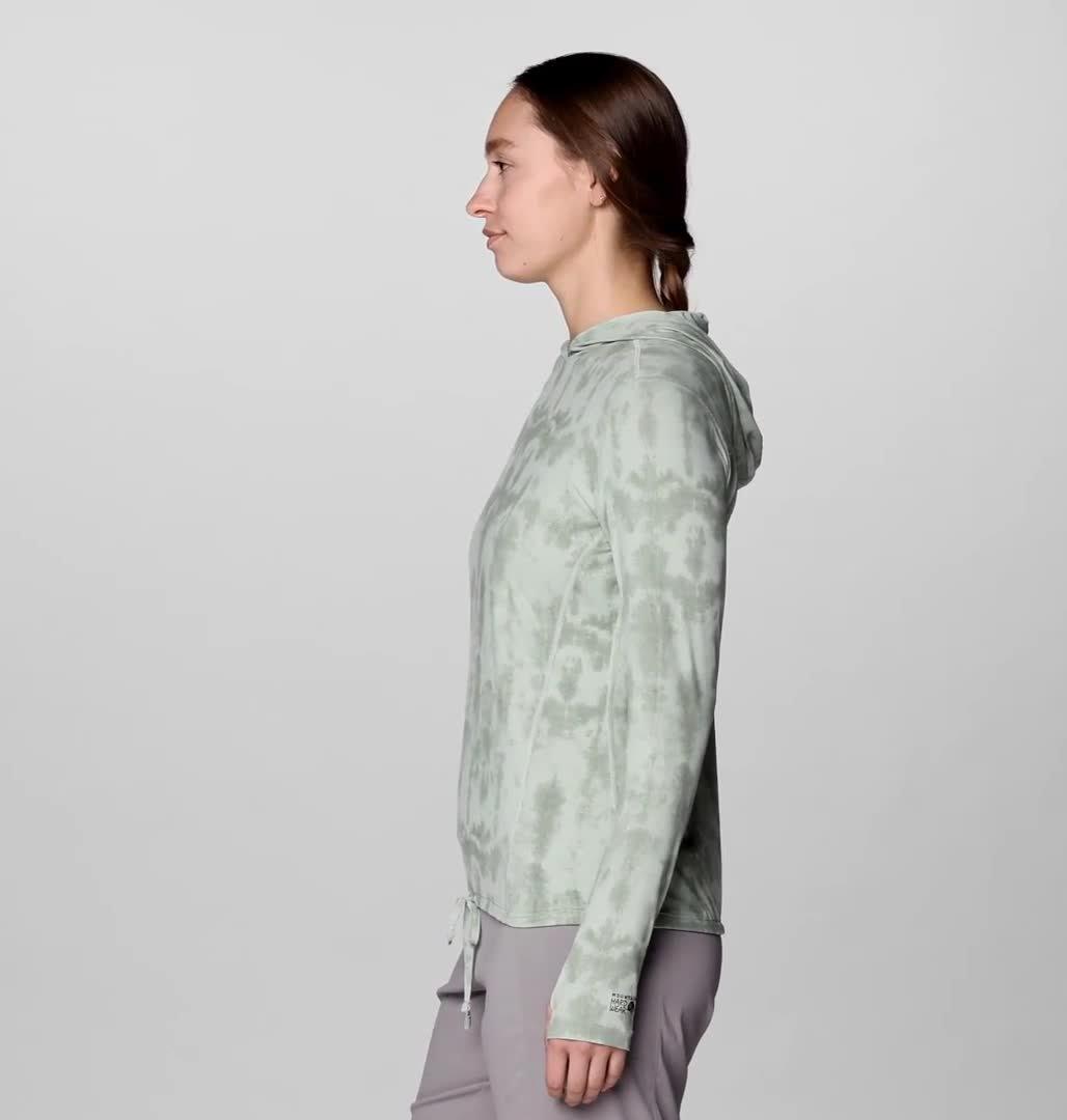 Women's Crater Lake Long Sleeve Hoody, Color: Gamma Grey Shadowdye XS Print