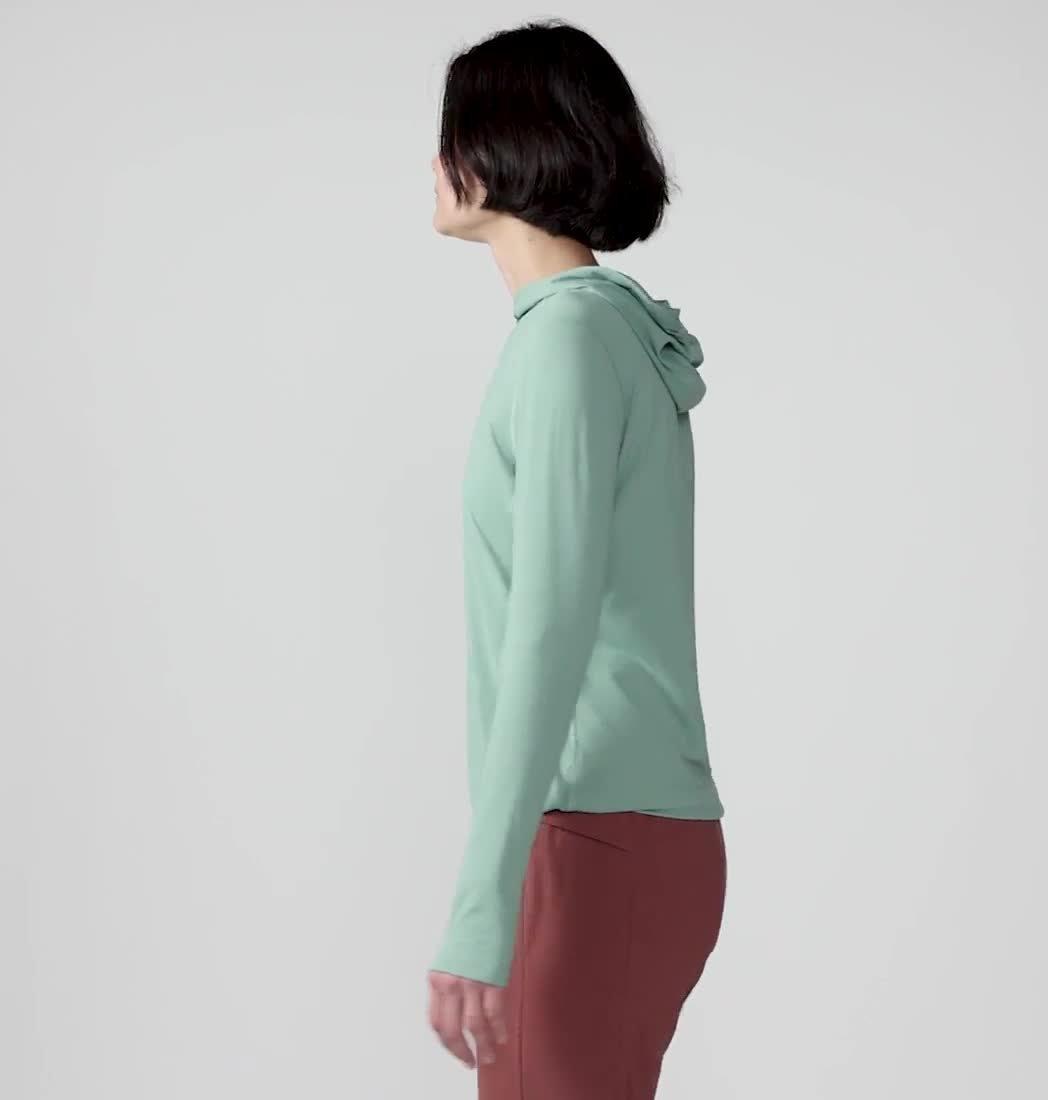 Women's Crater Lake Long Sleeve Hoody, Color: Lichen Green