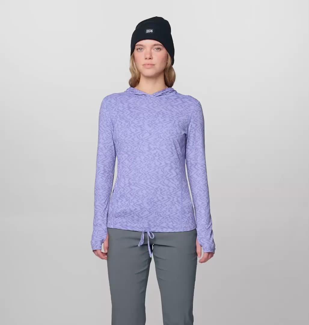 Women's Crater Lake Long Sleeve Hoody, Color: Avid Peaks Print