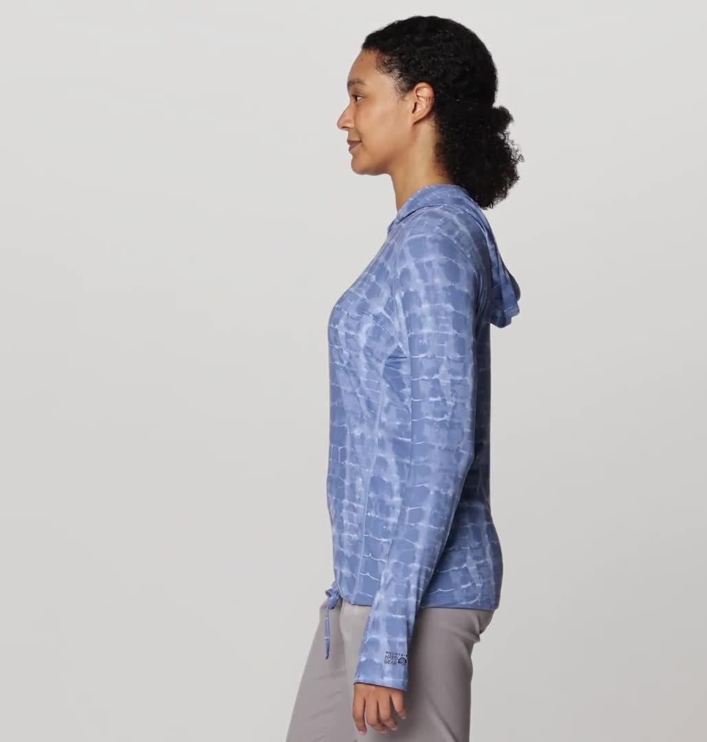 Women's Crater Lake Long Sleeve Hoody, Color: Best Coast Blue Prismatic Print