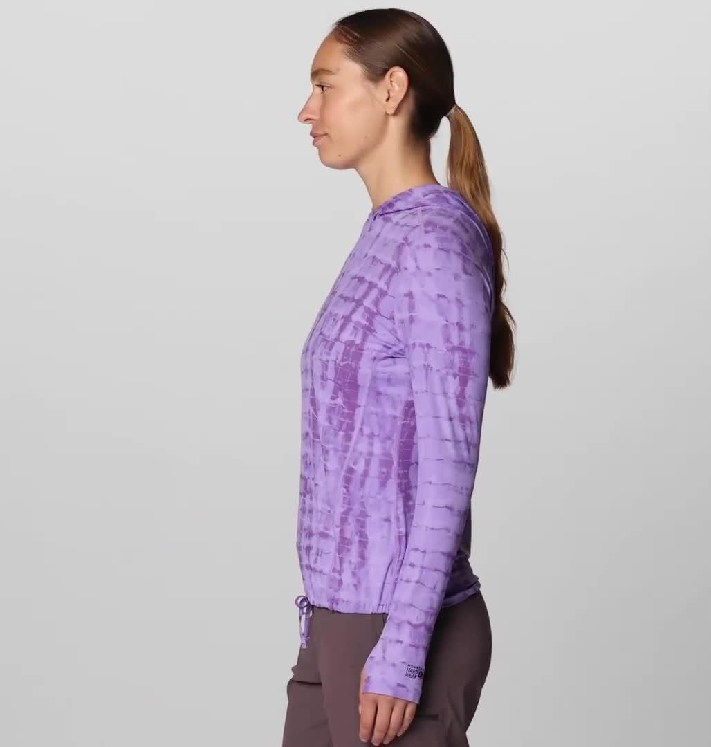 Women's Crater Lake Long Sleeve Hoody, Color: Harbor Violet Prismatic Print