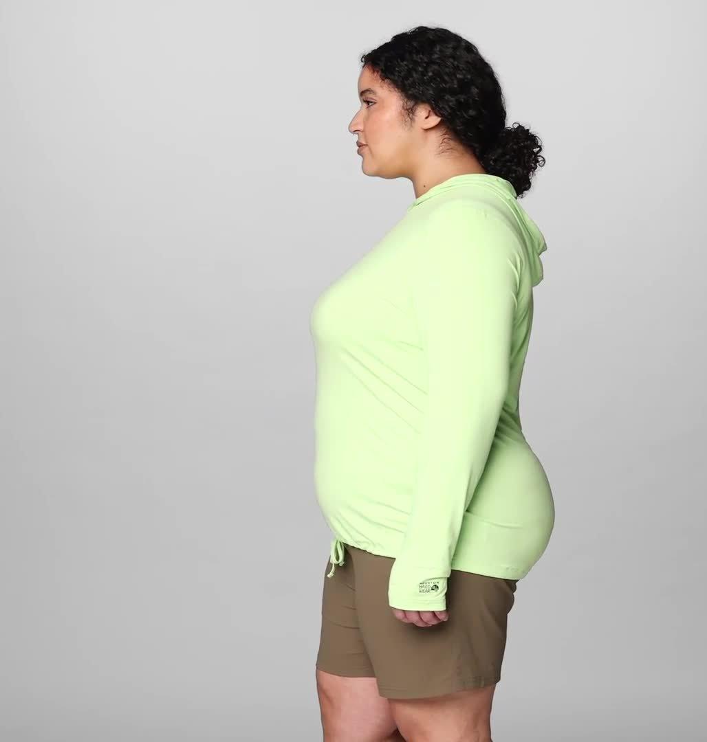 Women's Crater Lake Long Sleeve Hoody - Plus Size, Color: Frozen In Lime