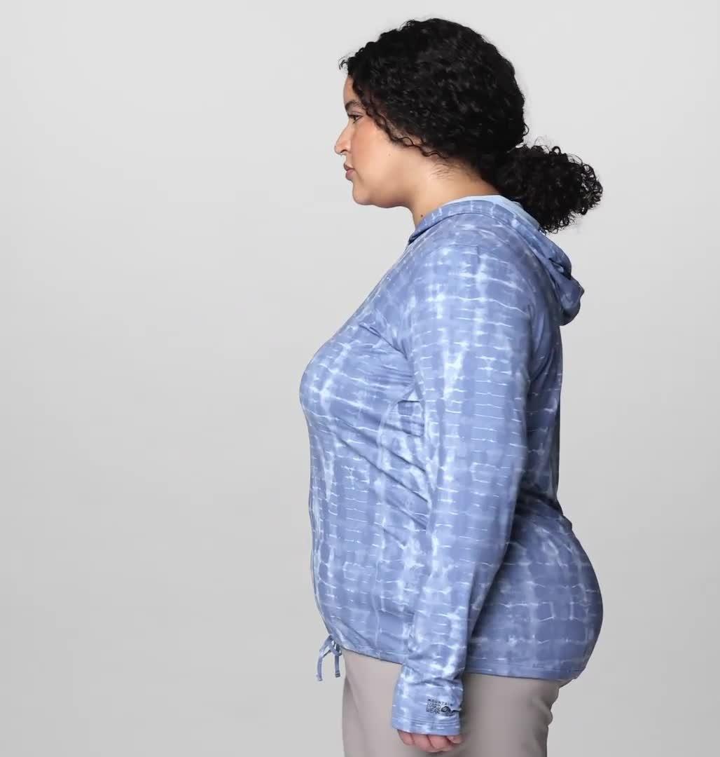 Women's Crater Lake Long Sleeve Hoody - Plus Size, Color: Best Coast Blue Prismatic Print