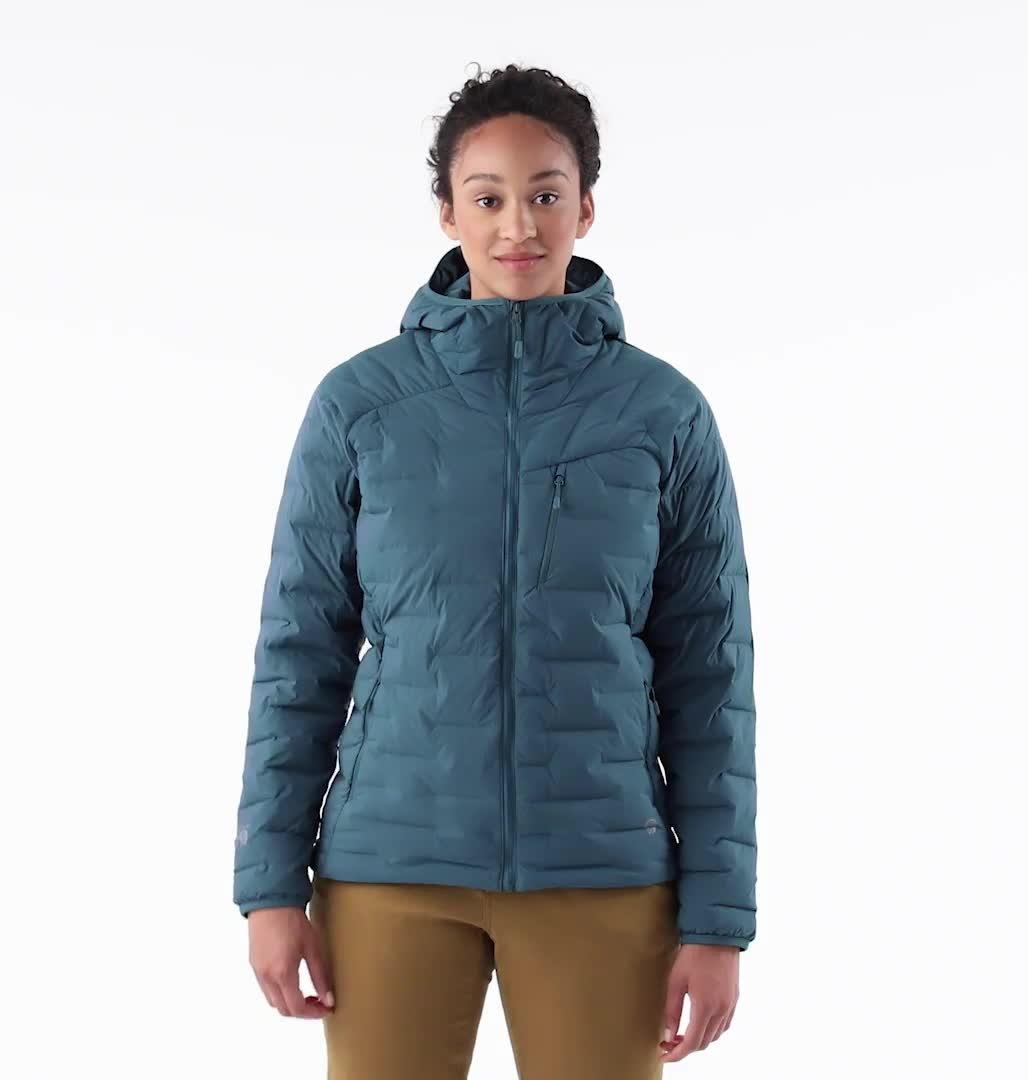 Women's Super/DS Stretchdown Hooded Jacket, Color: Icelandic
