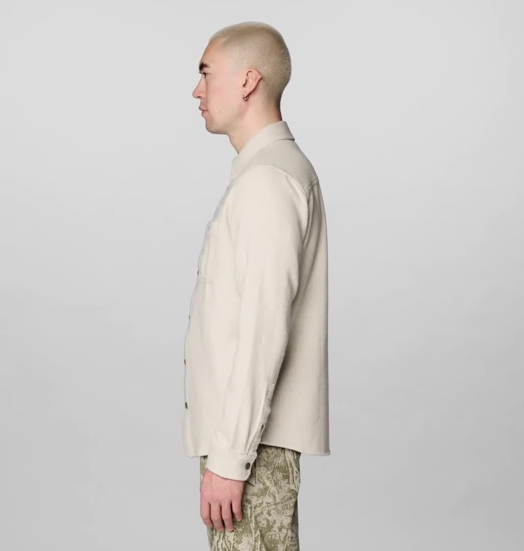 Men's Plusher Long Sleeve Shirt, Color: Stone Melange