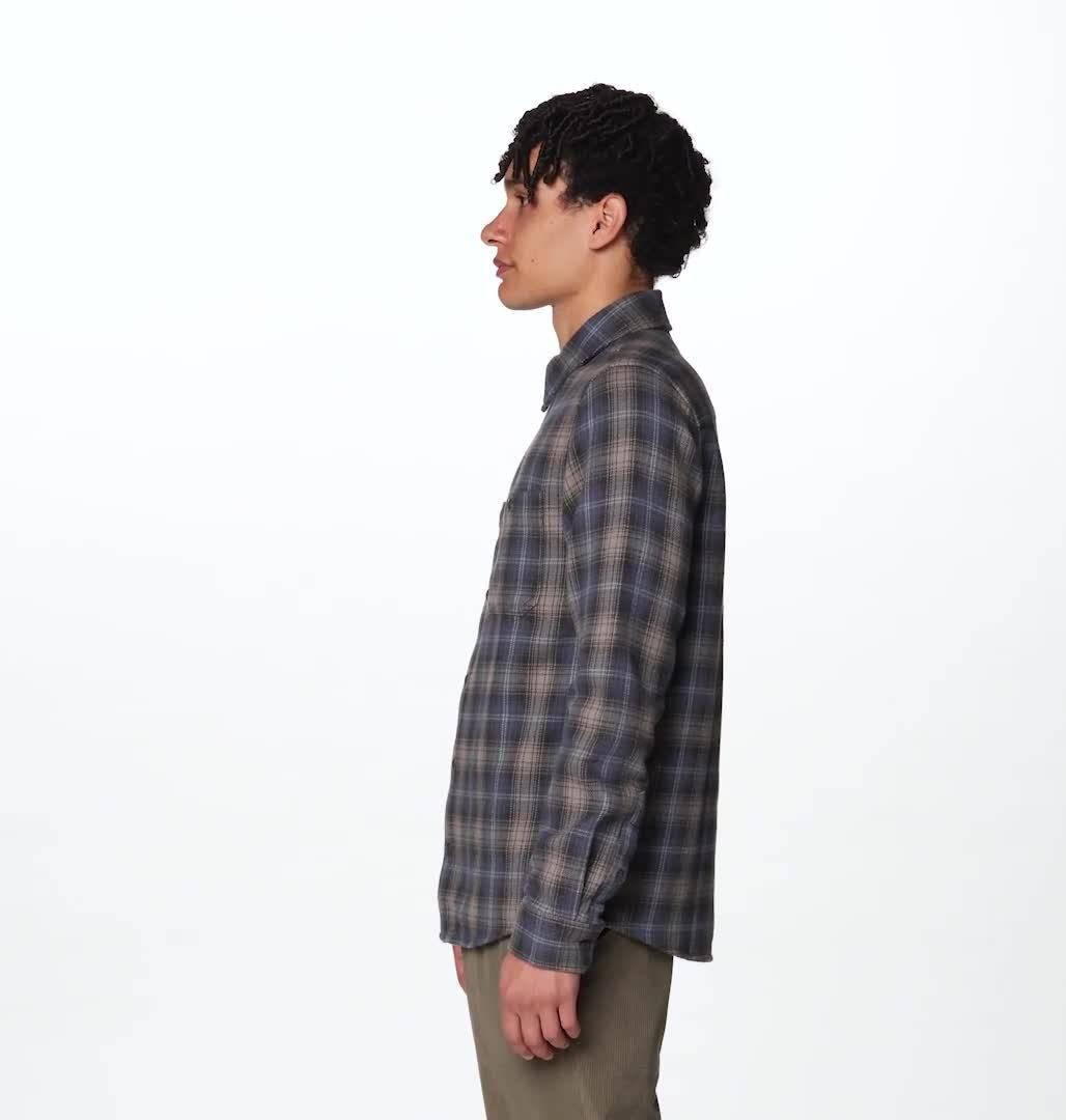 Men's Plusher Long Sleeve Shirt, Color: Astral Blue Harbour Plaid