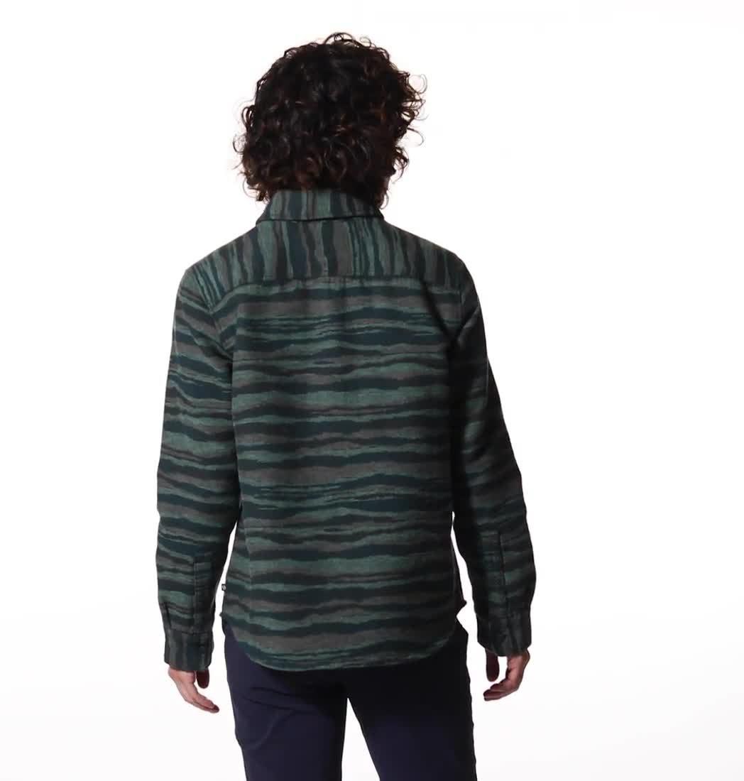 Women's Granite Peak Long Sleeve Flannel Shirt, Color: Dark Marsh Landscape Print