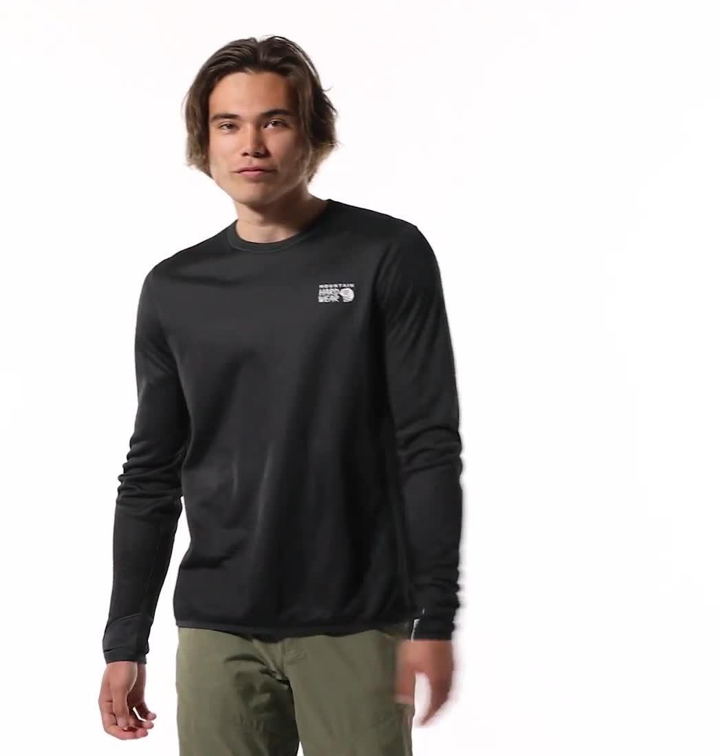 Men's AirMesh Long Sleeve Crew, Color: Dark Storm