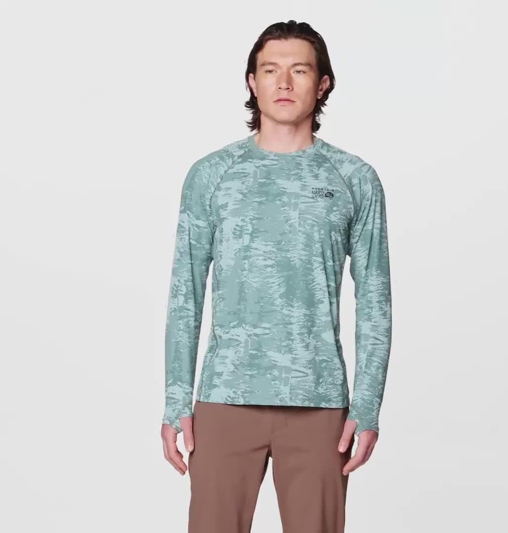 Men's Crater Lake Long Sleeve Crew, Color: Blue Sage Inked Dyed Print