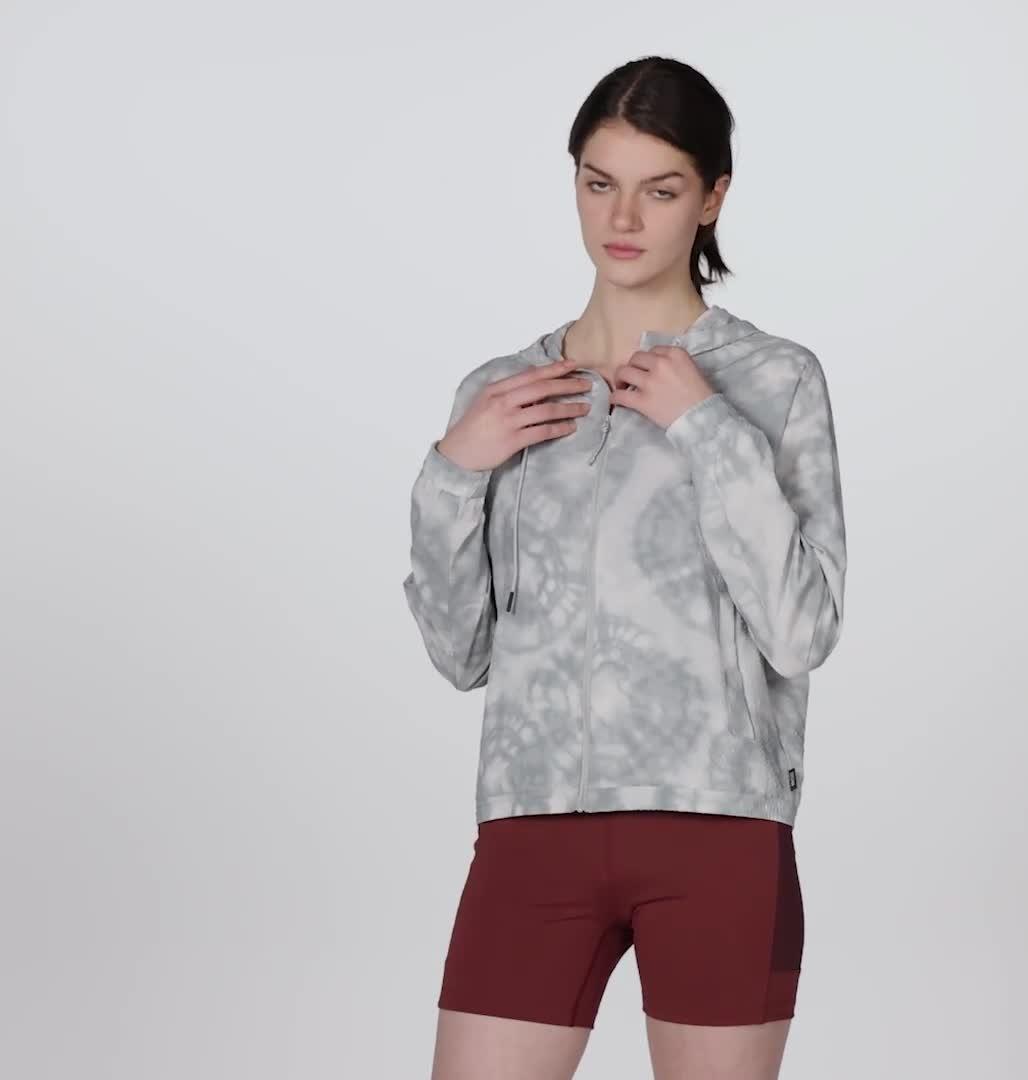 Women's Sunshadow Full Zip, Color: Grey Ice Spore Dye Print