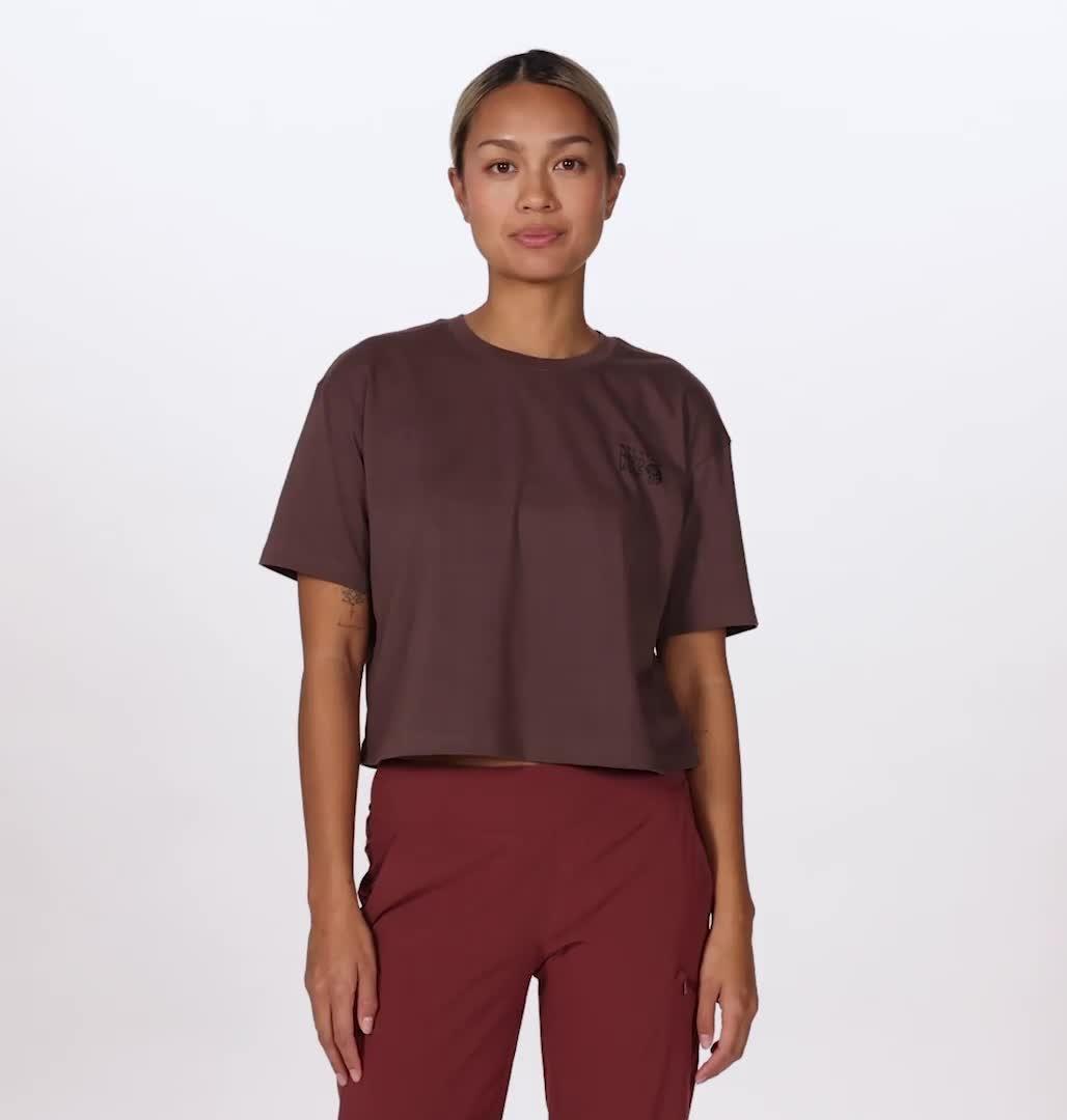 Women's MHW Logo in a Box Crop Short Sleeve, Color: Carob