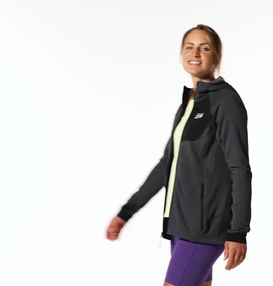 Women's Polartec® Power Grid Full Zip Hoody, Color: Blue Slate Heather