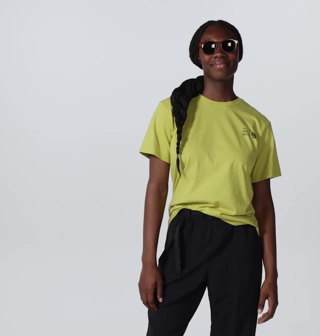 Women's MHW Logo in a Box Short Sleeve, Color: Bright Olive