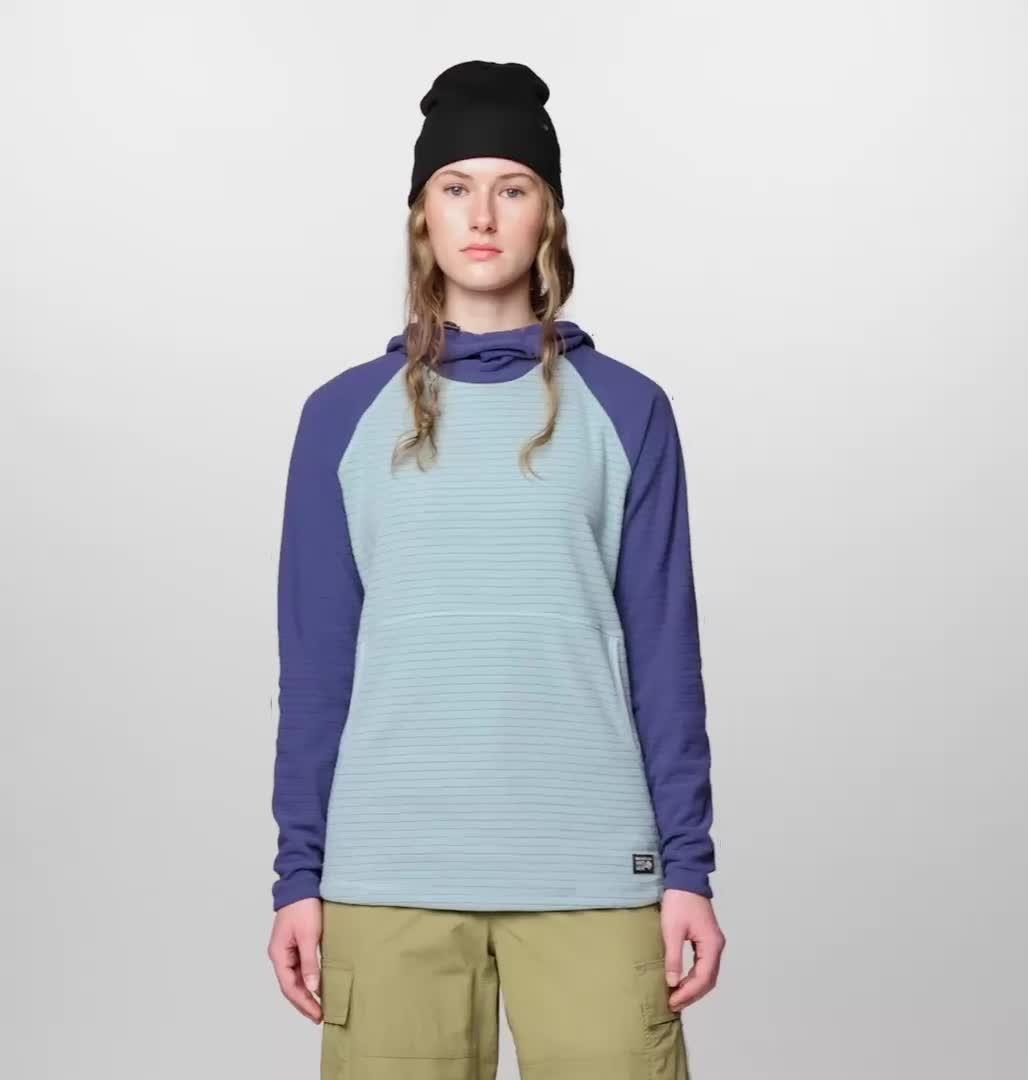 Women's Summit Grid Tunic Hoody, Color: Ice Shadow, Lapis Dusk