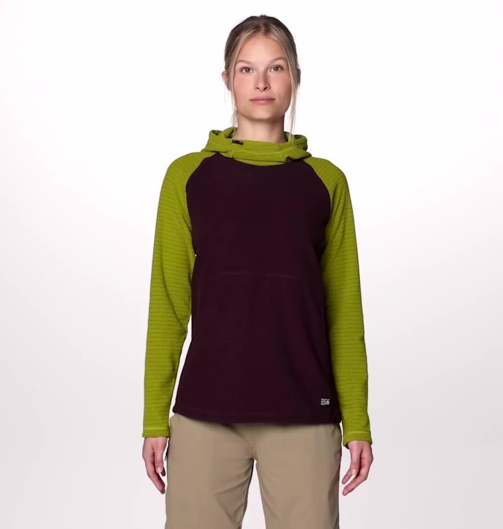 Women's Summit Grid Tunic Hoody, Color: Blackberry, Python Green