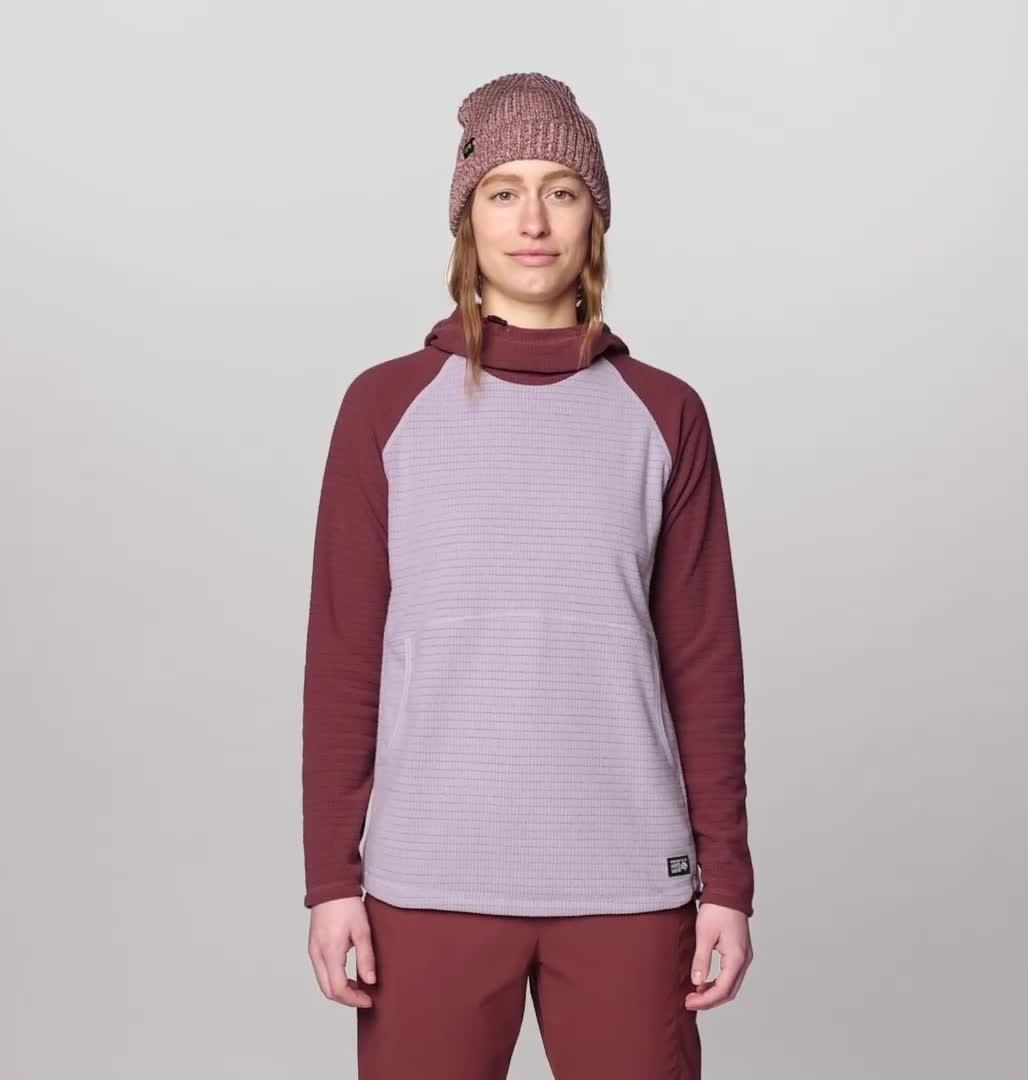 Women's Summit Grid Tunic Hoody, Color: Atmospheric, Bourbon Brown