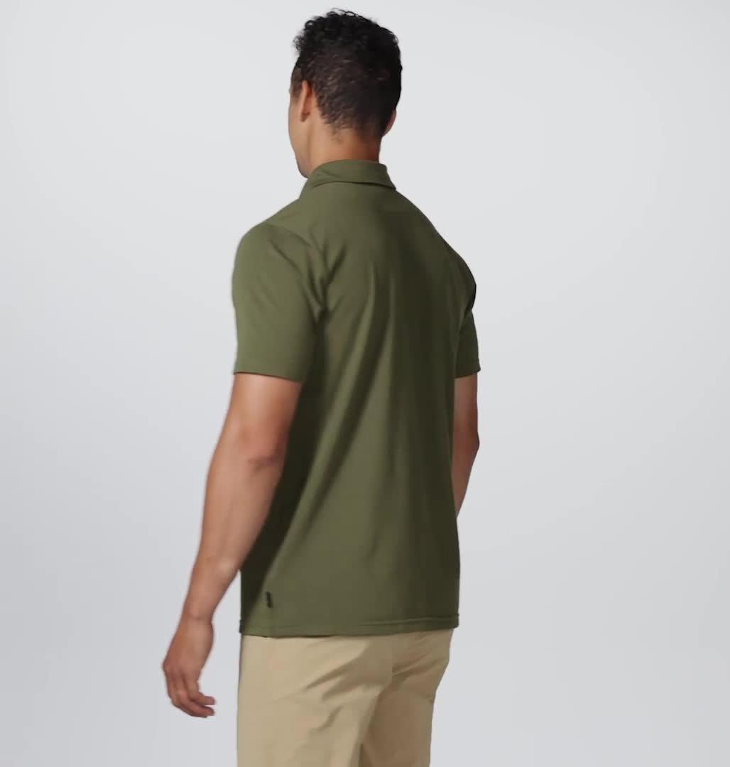 Men's Low Exposure Polo, Color: Combat Green EOE Stripe