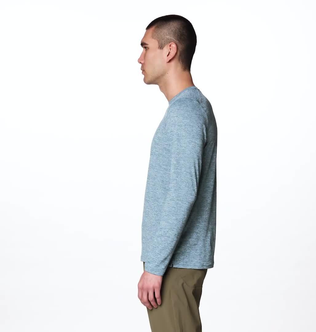 Men's Sunblocker Long Sleeve, Color: Adriatic Blue Heather