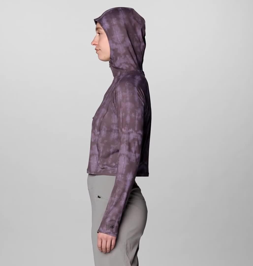 Women's Crater Lake Crop Zip Shirt, Color: Purple Sage Shadowdye XS Print