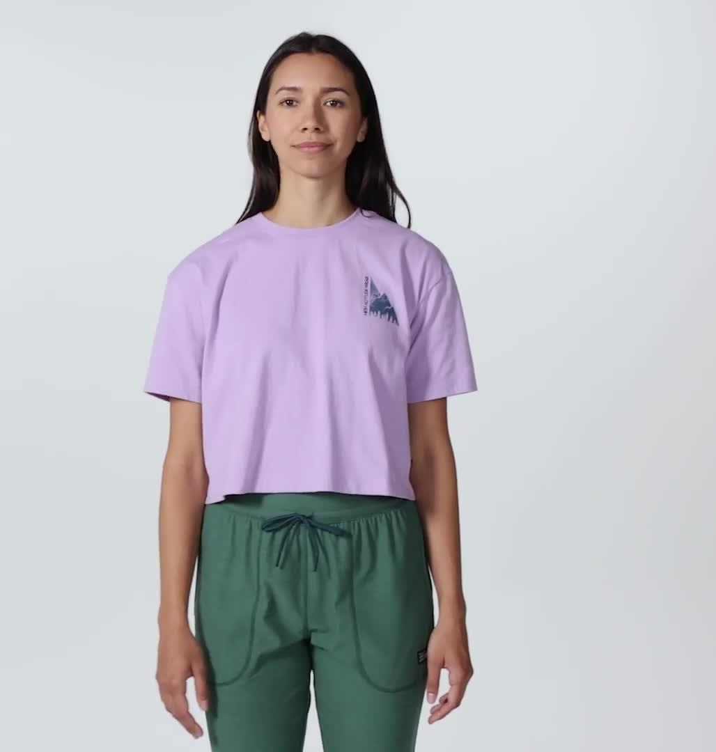 Women's Jagged Peak Boxy Crop Short Sleeve, Color: Wisteria