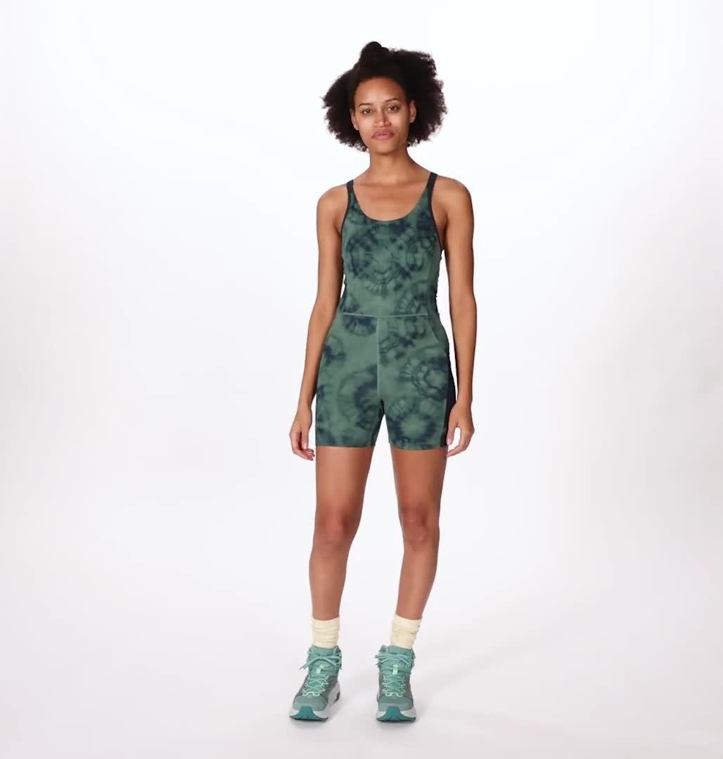 Women's Yuba Trail Onesie, Color: Blue Pine Spore Dye Print