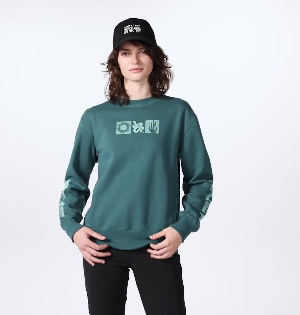 Women's Desert Check Pullover Crew, Color: Aqua Green