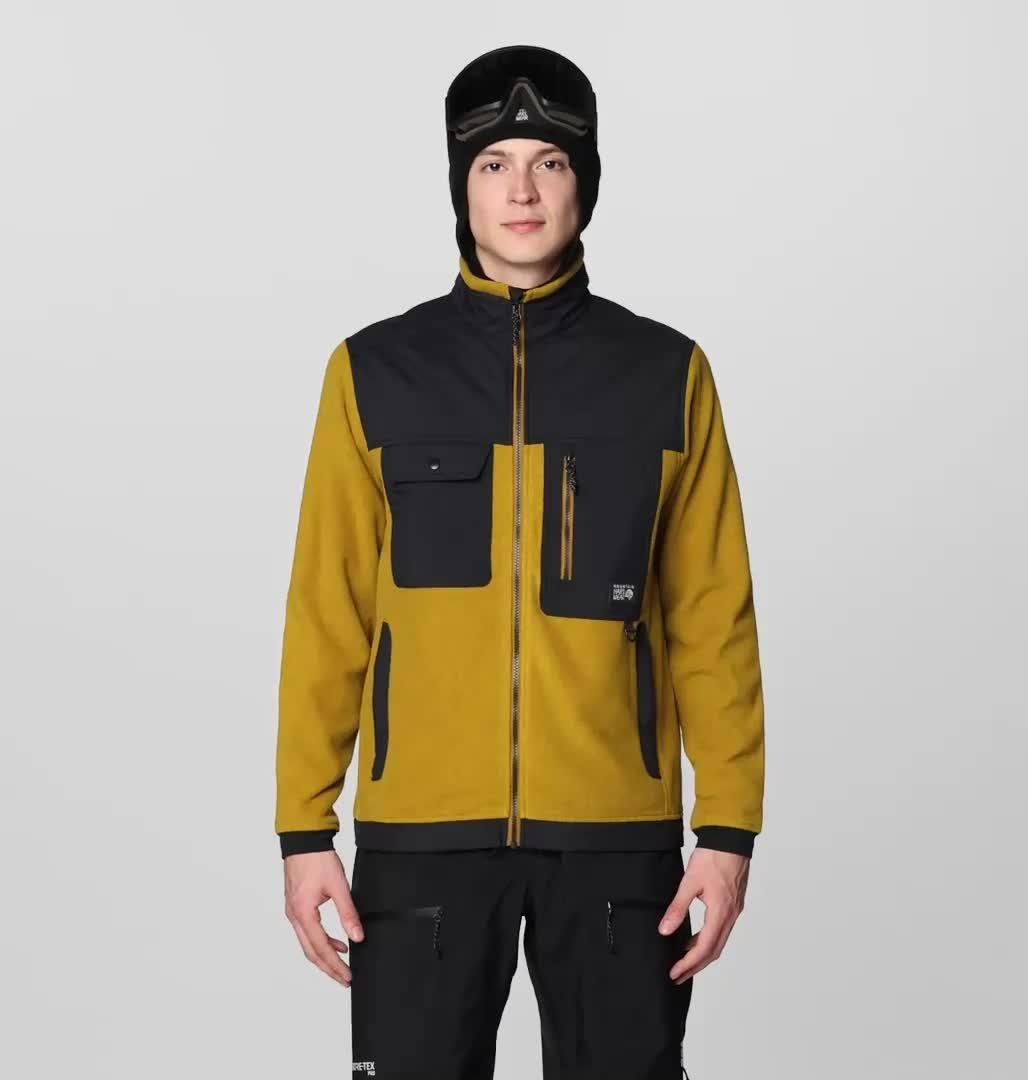 Men's First Tracks Fleece Full Zip Jacket, Color: Olive Gold Heather, Black