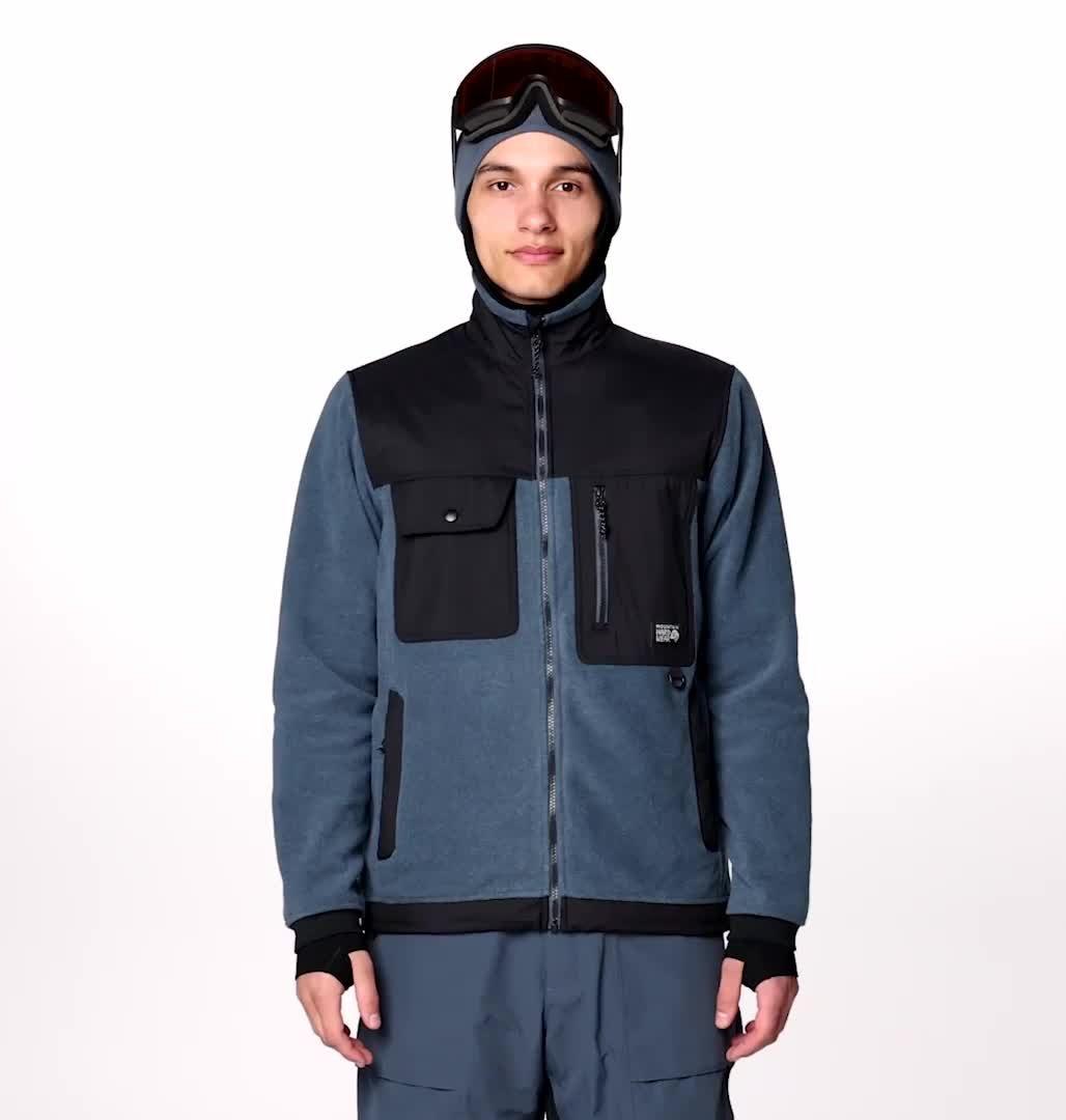 Men's First Tracks Fleece Full Zip Jacket, Color: Moon Blue Heather, Black