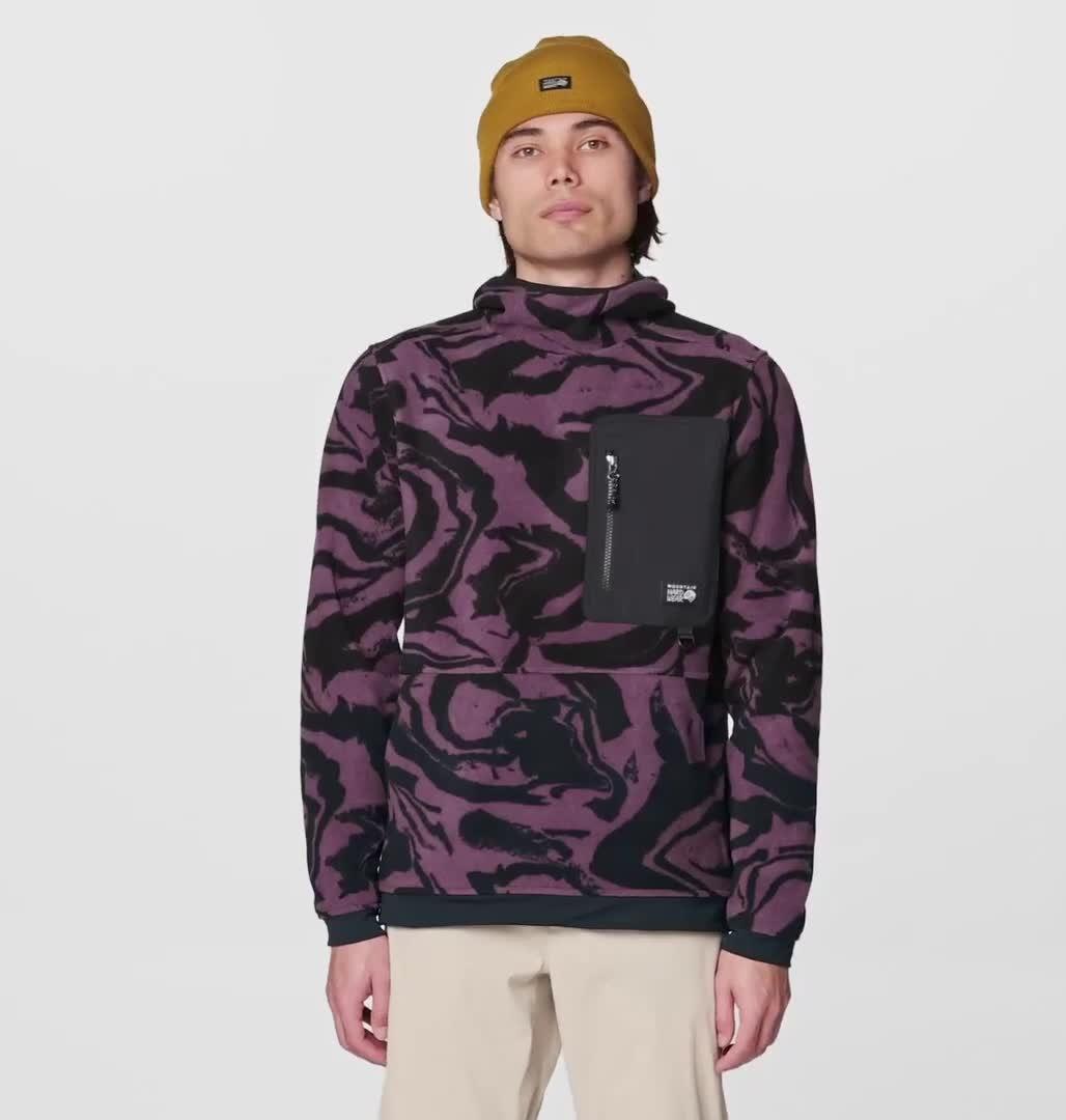 Men's First Tracks Fleece Pullover Hoody, Color: Dusty Purple Rockstrata, Black