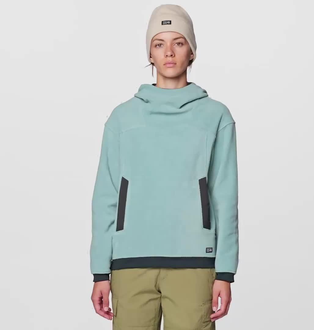 Women's Powder Maven Fleece Pullover Hoody, Color: Blue Sage, Black