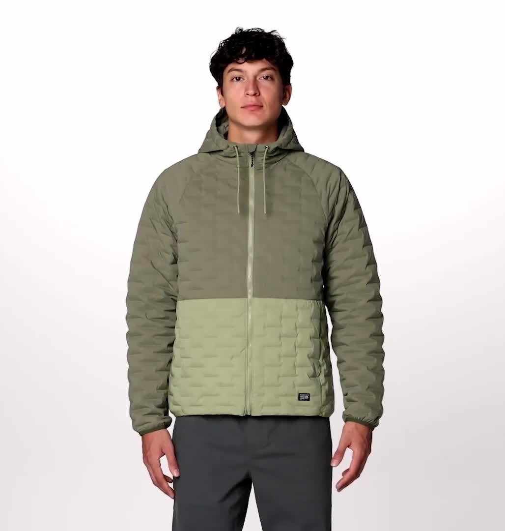 Men's Stretchdown Light Full Zip Hoody, Color: Stone Green, Mantis Green