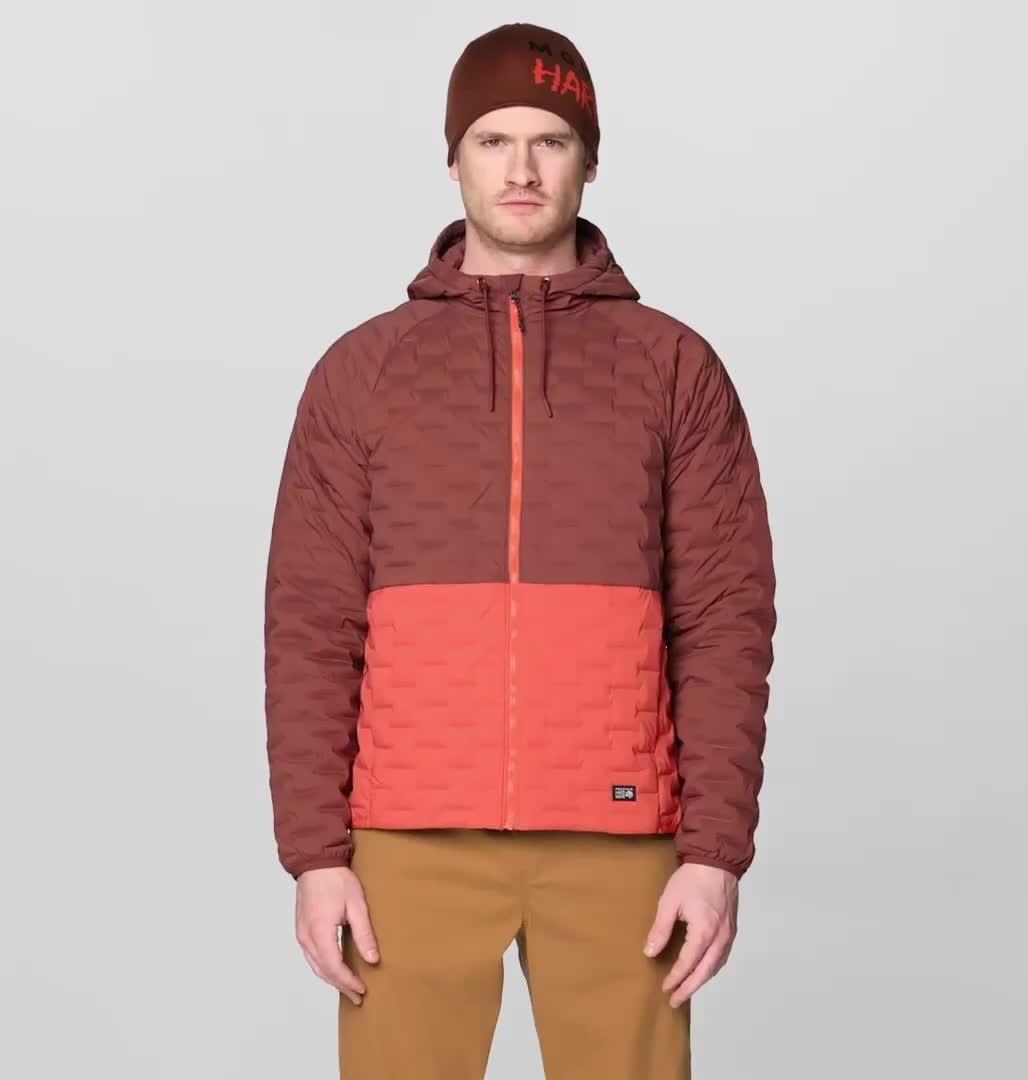 Men's Stretchdown Light Full Zip Hoody, Color: Bourbon Brown, Aspect