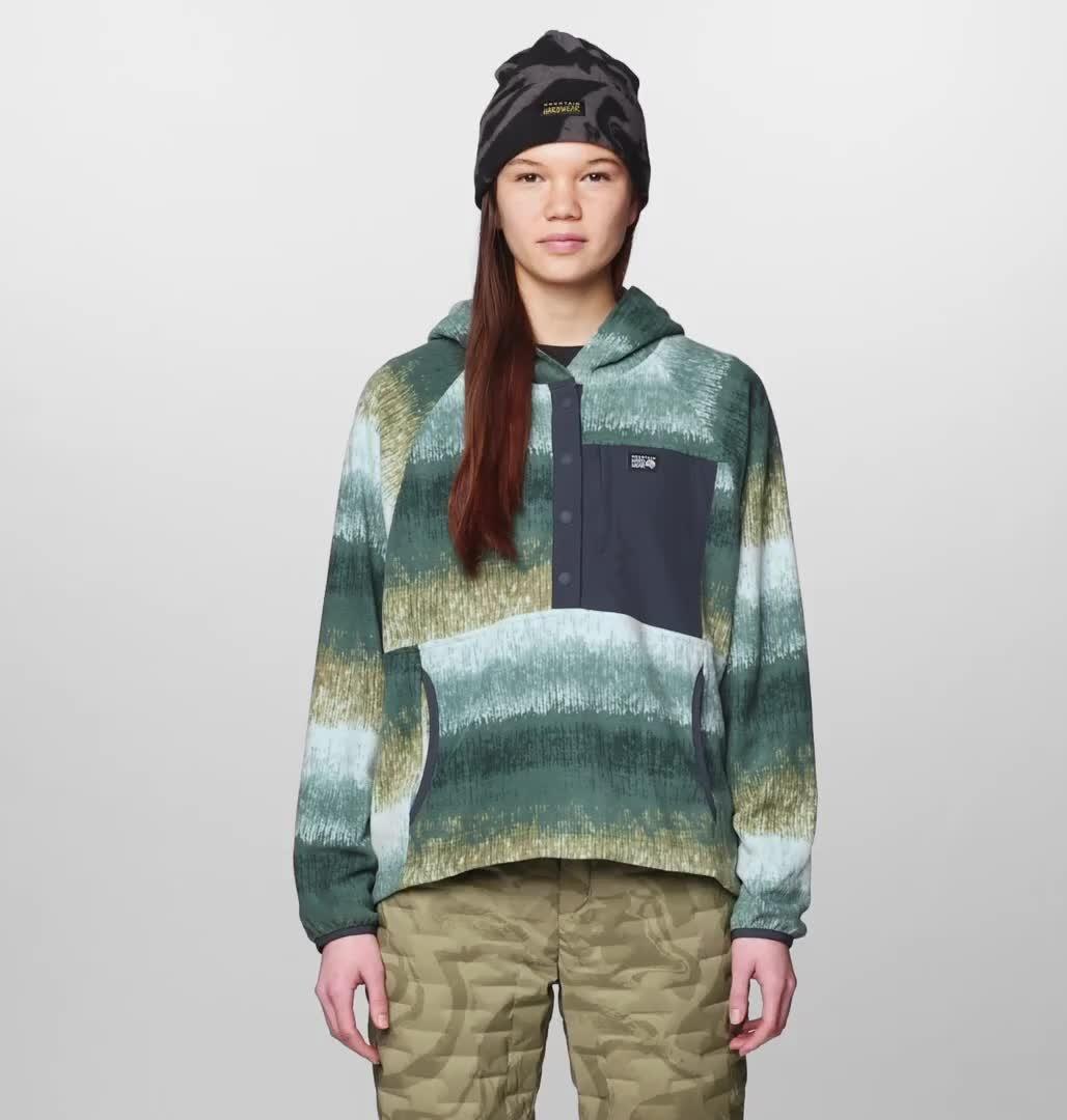 Women's Microchill Snap Neck Pullover, Color: Blue Sage Gradient Stripe