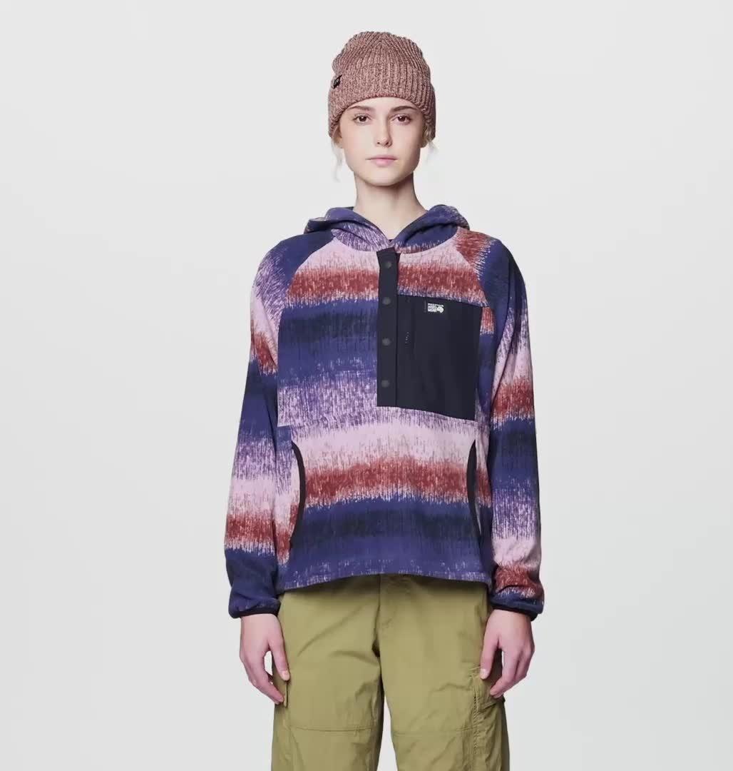 Women's Microchill Snap Neck Pullover, Color: Bourbon Brown Gradient Stripe