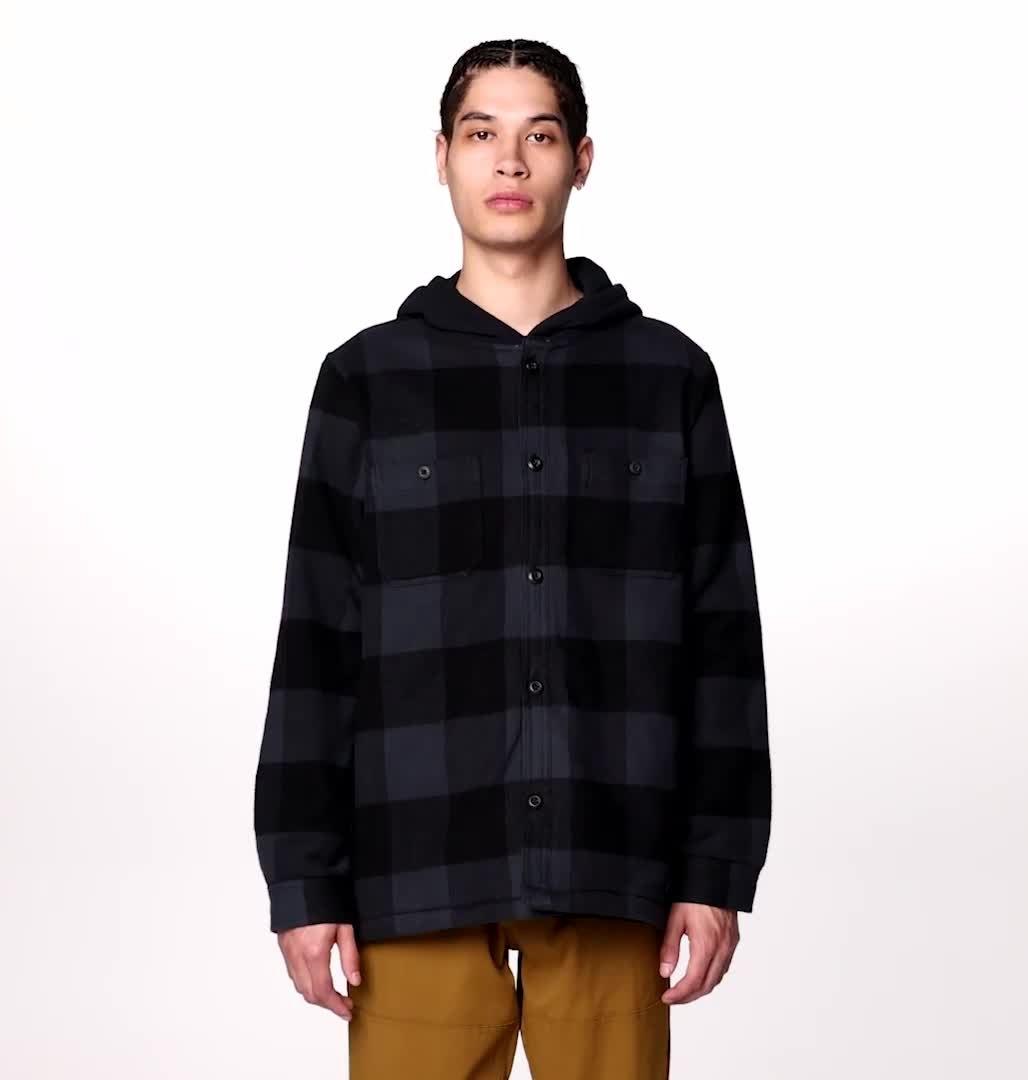 Men's Plusher Microchill Lined Shacket, Color: Black Tatanka Check