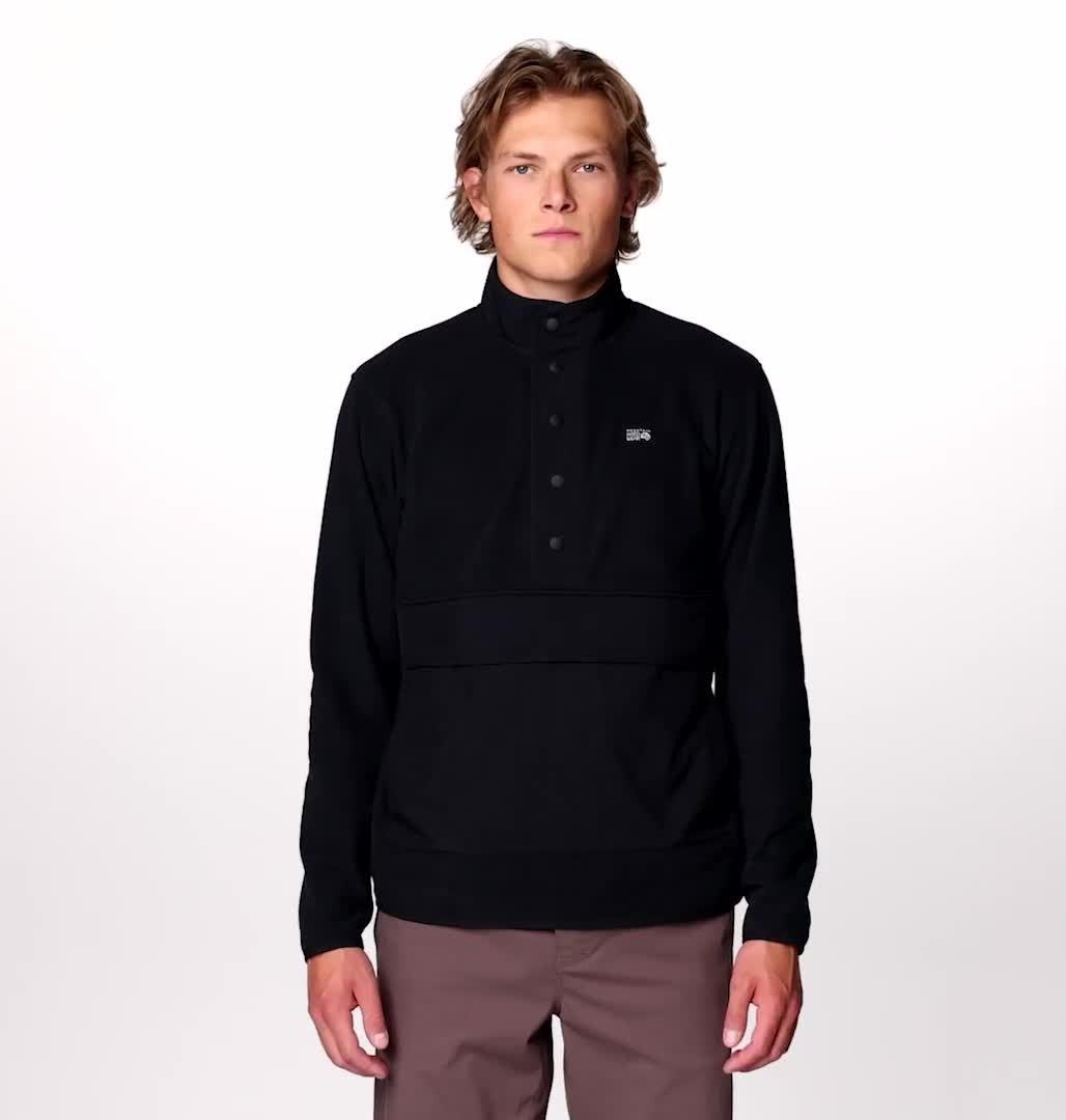 Homme Microchill Snap Pullover, Color: Black