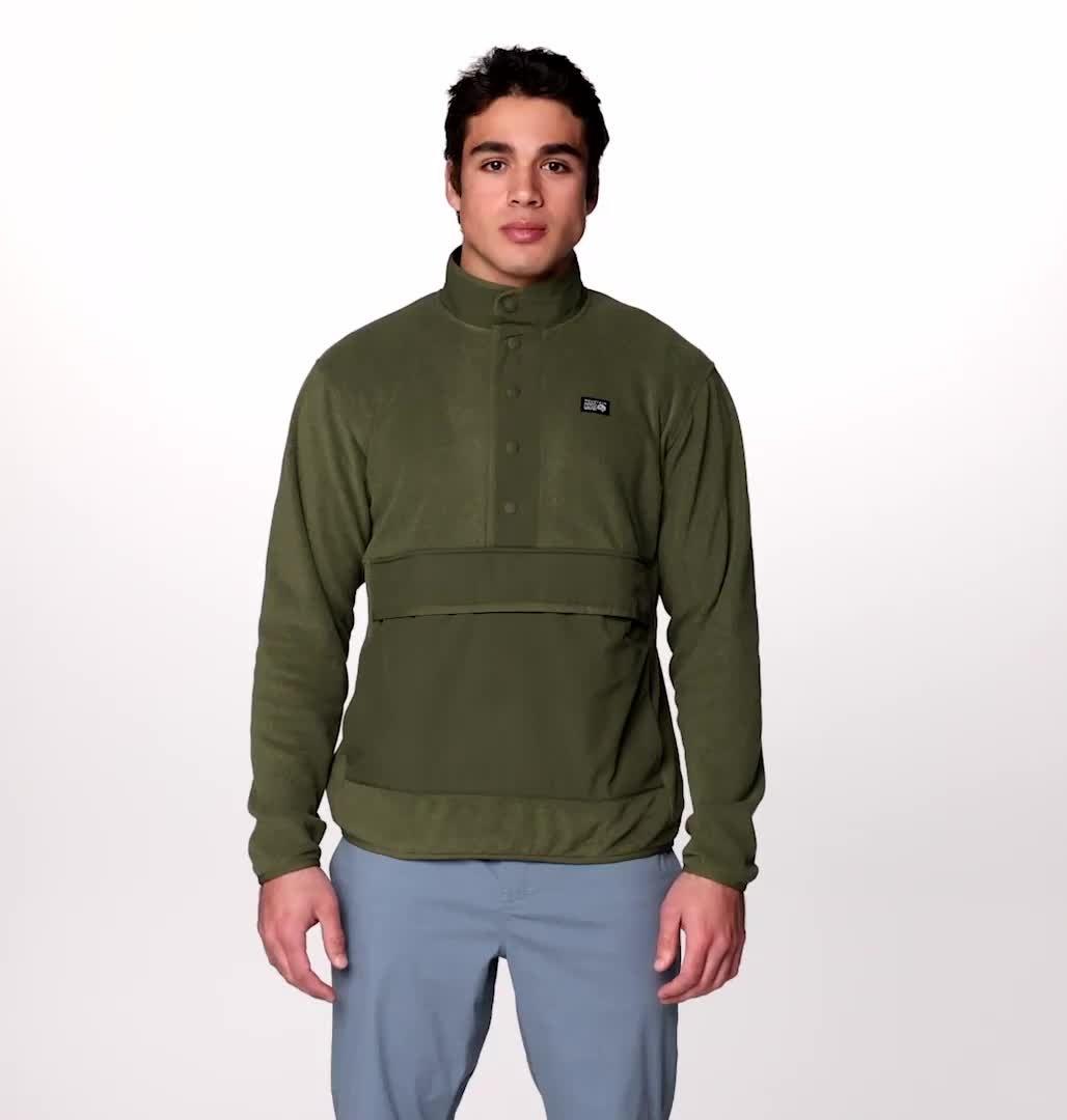 Men's Microchill Snap Pullover, Color: Combat Green Heather