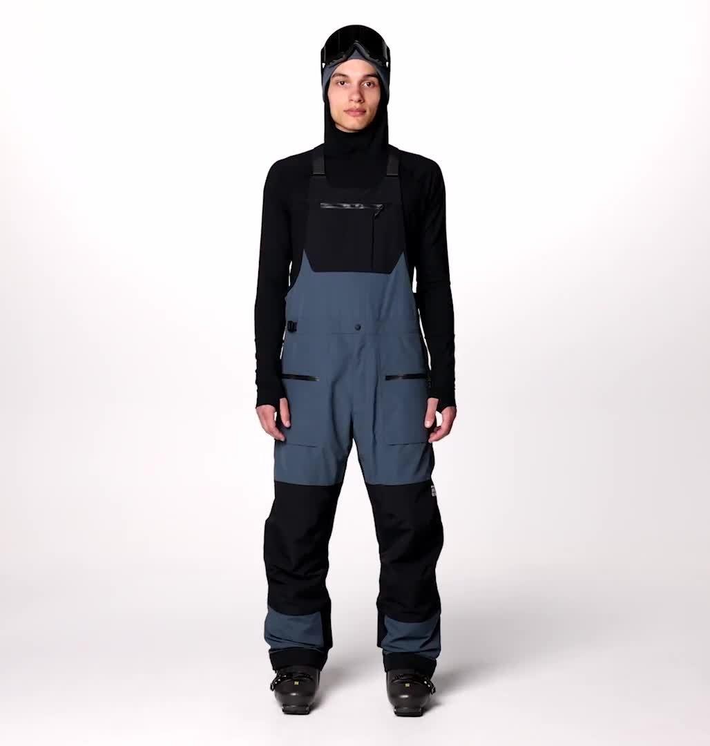 Men's First Tracks Bib, Color: Moon Blue, Black