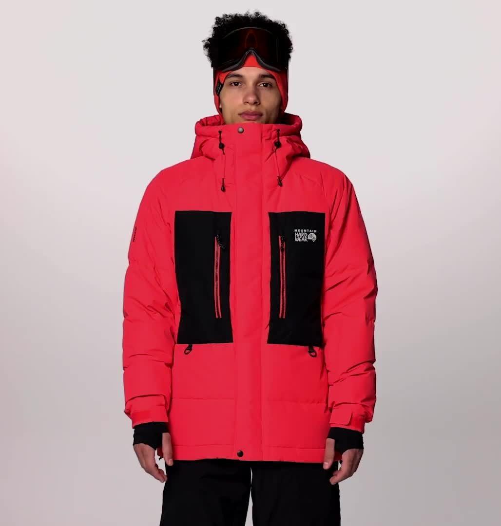 Men's First Tracks Down Jacket, Color: Solar Pink, Black
