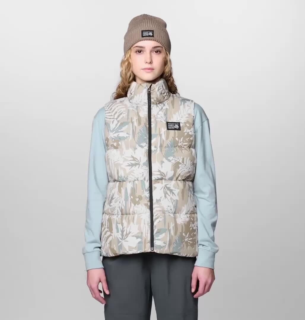 Women's Nevadan Down Vest, Color: Talc Redwoods Camo
