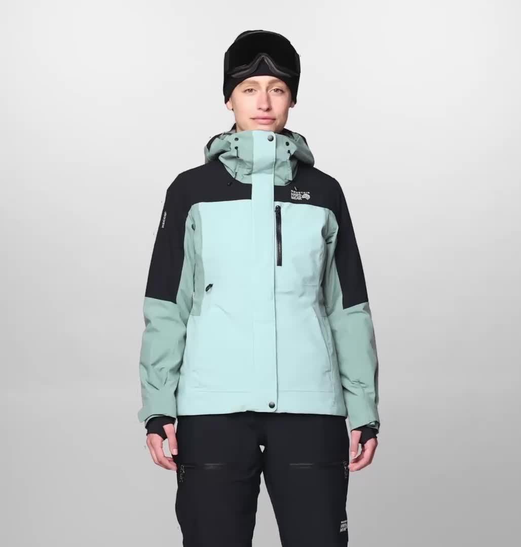 Women's Powder Maven Jacket, Color: Ice Shadow, Blue Sage, Black