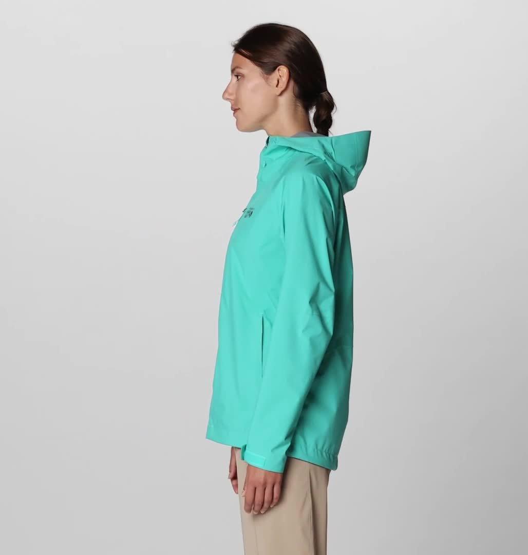 Women's Stretch Ozonic Rain Jacket, Color: Aqua Marina