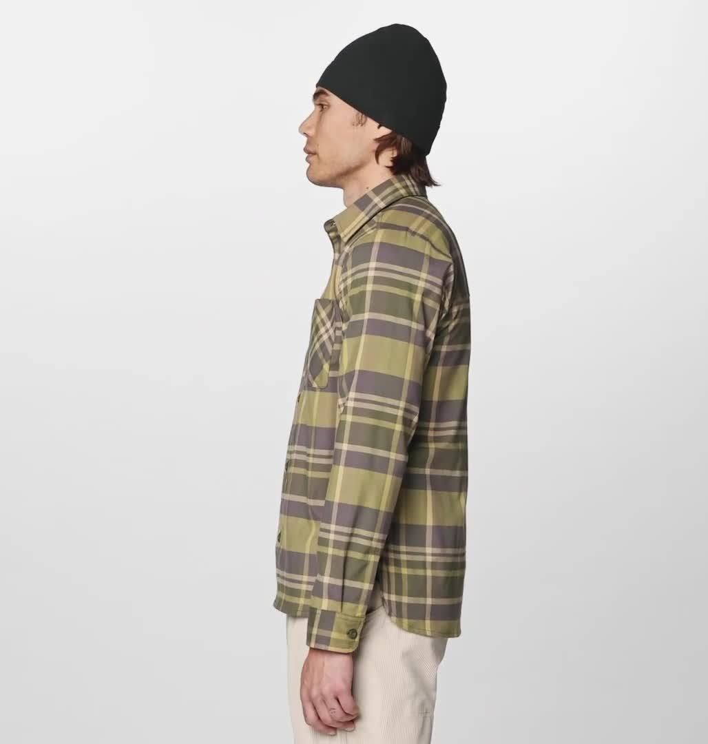 Men's Voyager One Long Sleeve Flannel, Color: Dark Pine Amsterdam Plaid
