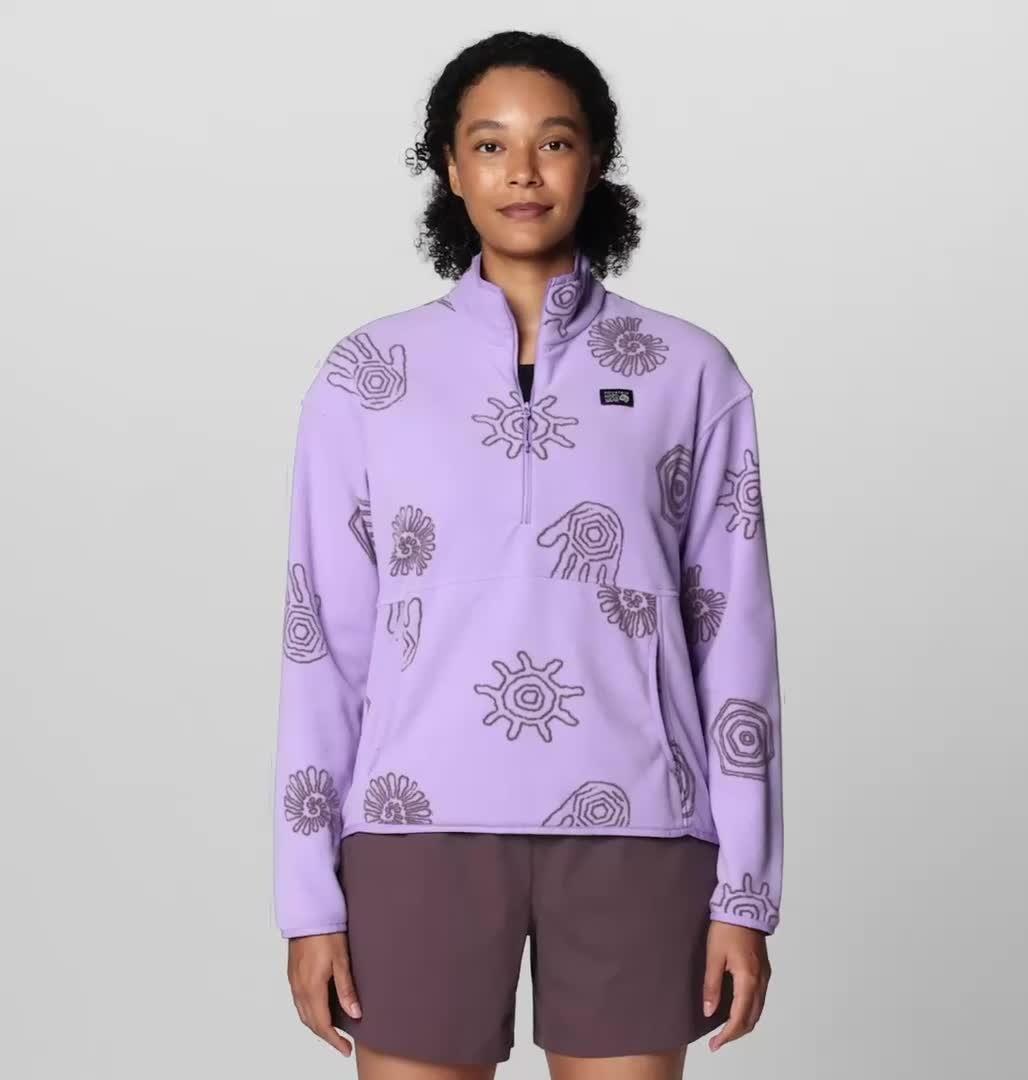 Women's Microchill Pullover, Color: Harbor Violet Screens Print