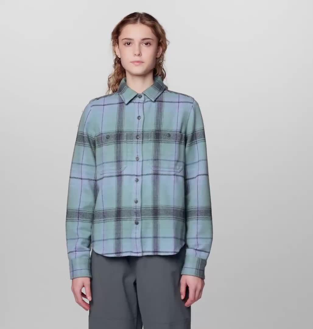 Women's Plusher Long Sleeve Shirt, Color: Blue Sage Wyoming Plaid