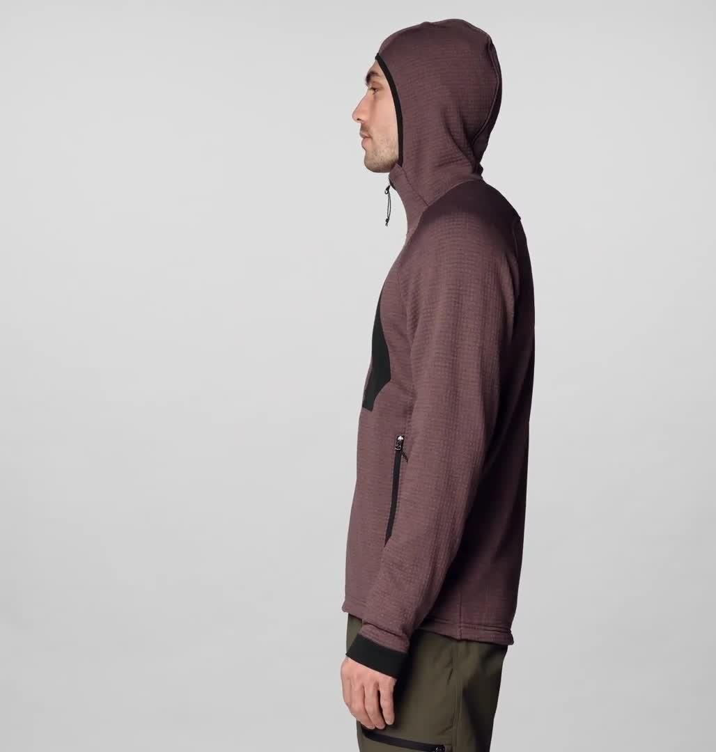 Men's Polartec&reg; Power Grid Full Zip Hoody, Color: Carob Heather