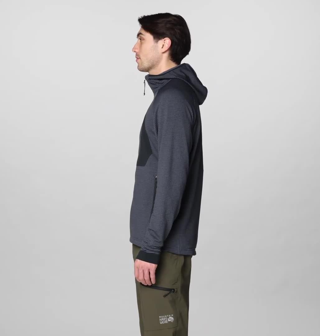 Men's Polartec&reg; Power Grid Full Zip Hoody, Color: Blue Slate Heather